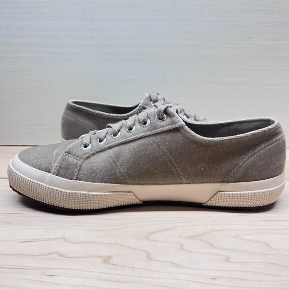 Superga Crushed Velvet Sneakers Light Grey Size 9 - Picture 5 of 9